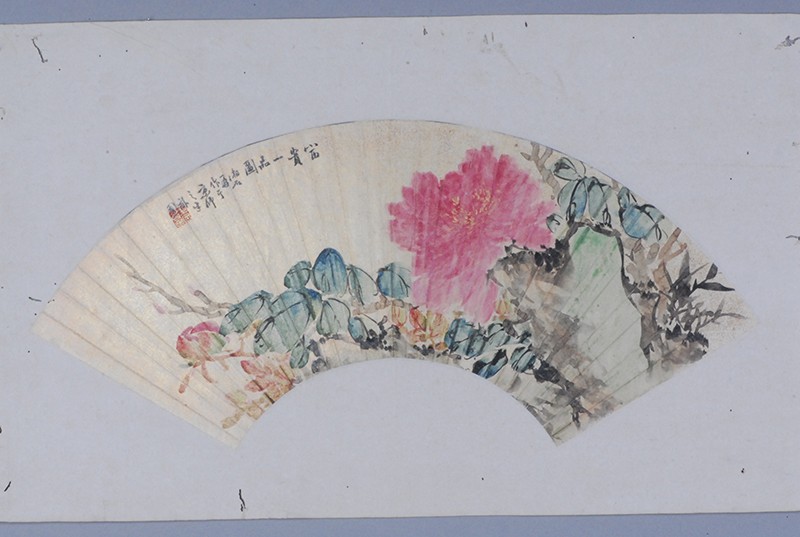 清李汝南牡丹扇面