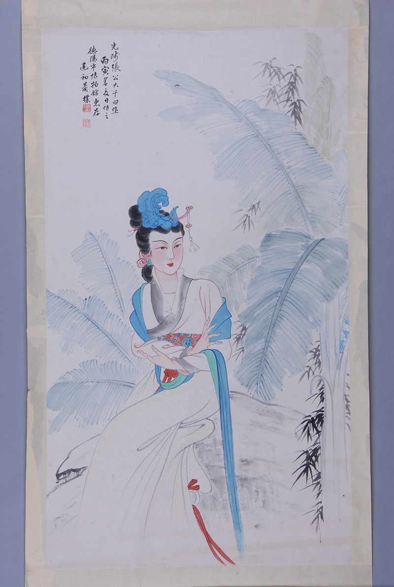 现代萧建初仕女图轴