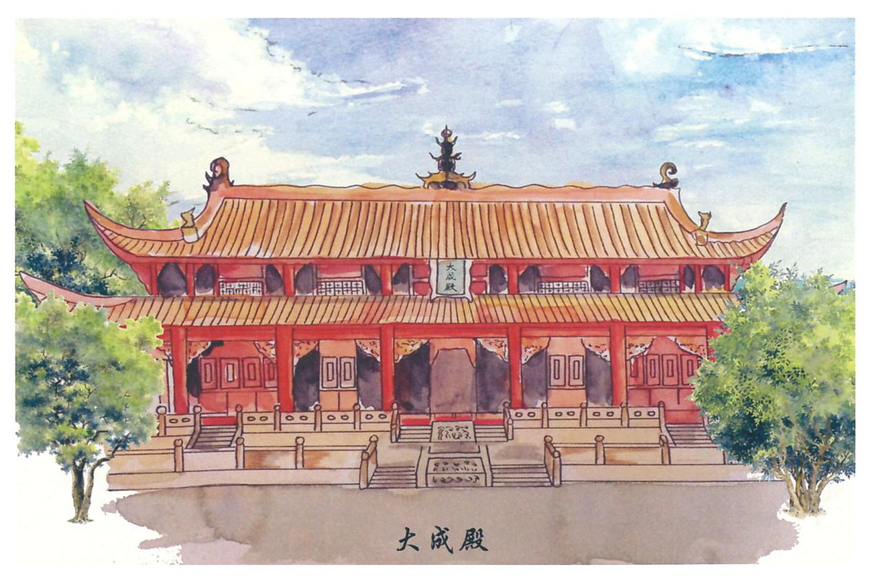 “遇见.德阳文庙”手绘明信片